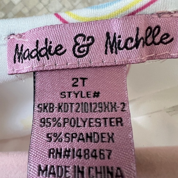 Maddie & Michelle 2T White and Rainbow Short Sleeve Girls Blouse Top - Picture 4 of 4